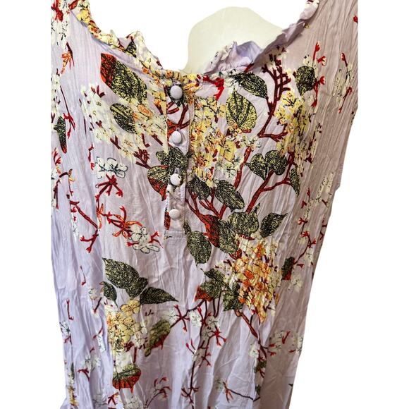 Papillon Lavender Sheer Boho Dress, Floral Ruffled Womens XXL, Short - Picture 4 of 6